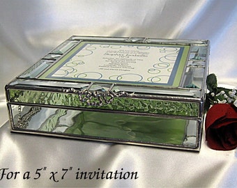 Wedding Invitation Keepsake Card Box in stained glass for a 5" x 7" invitation