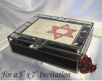 Bat Mitzvah 5"x7" Invitation Keepsake Gift Card Box in stained glass for a 5" x 7" invitation