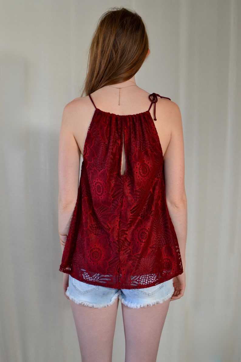 Magnolia Halter Top in Red Wine
