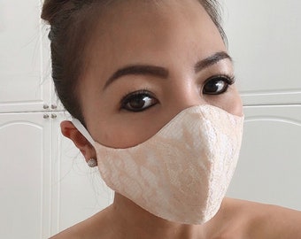 NEW Face Mask Reversible Cotton Blend Adult & Teenage -  Nude Paisley Lace