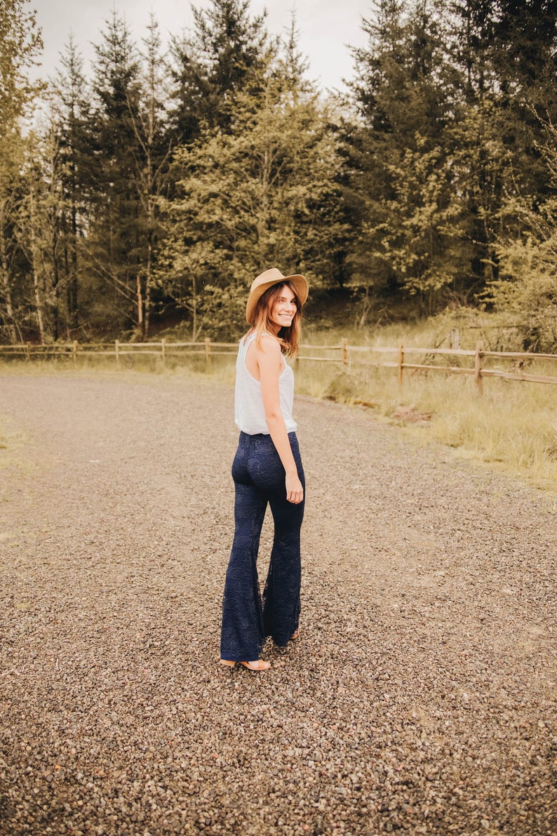 FINAL SALE Paisley Lace Pants in Navy image 4