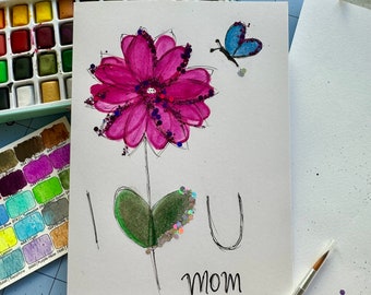 Hand Painted Watercolor Mother’s Day Card