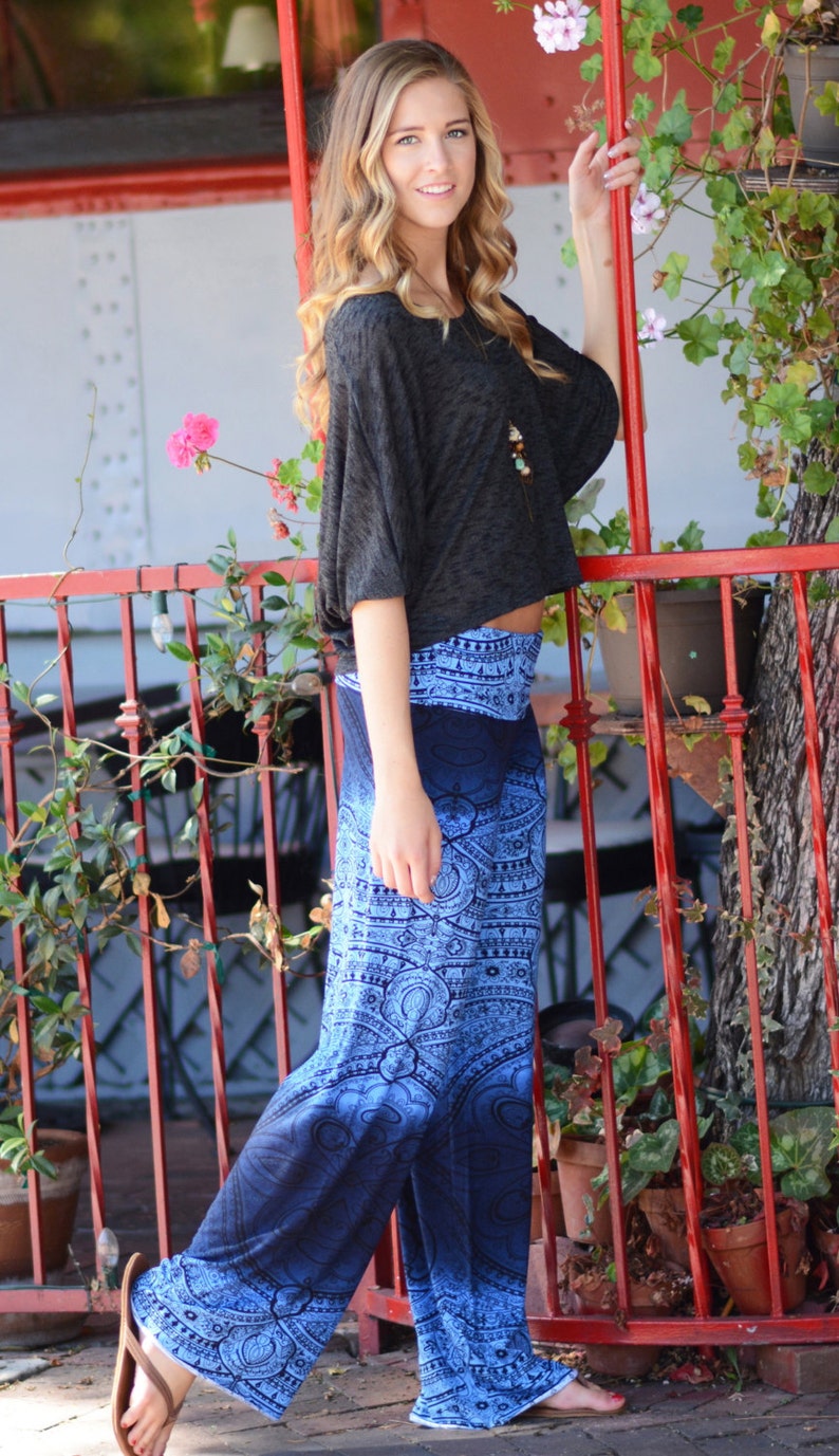 Blue Aztec Flare Pants