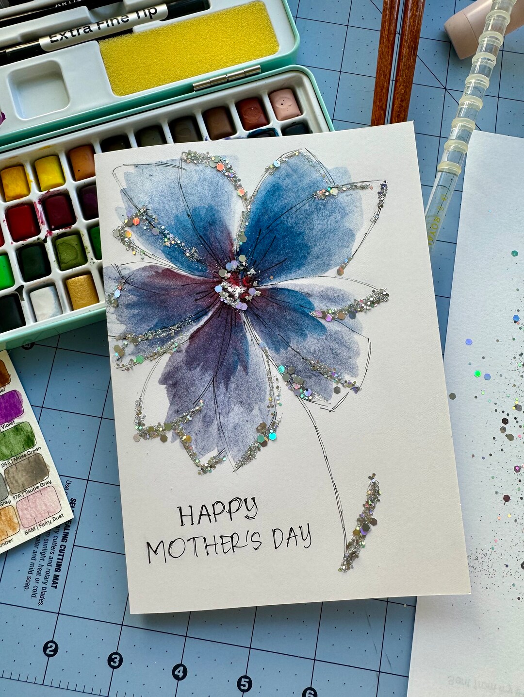 Hand Painted Watercolor Mothers Day Card - Etsy