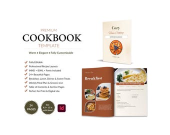 Kochbuchvorlage | Bearbeitbares InDesign-Rezeptbuch | INDD + IDML | KDP-Kochbuch