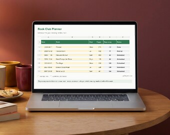 Book Club Planner Spreadsheet, Excel and Google Sheets, Meeting Schedule Host Tracker