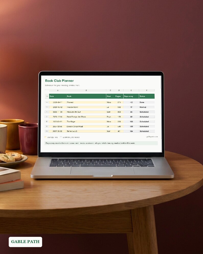 Book Club Planner Spreadsheet, Excel and Google Sheets, Meeting Schedule Host Tracker