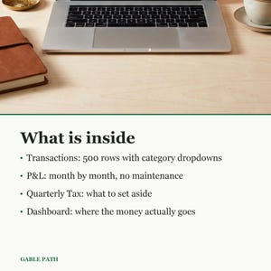 Sole Proprietor Bookkeeping Spreadsheet, Self Employed 1099 Income Expense Tracker, Excel Google Sheets image 5