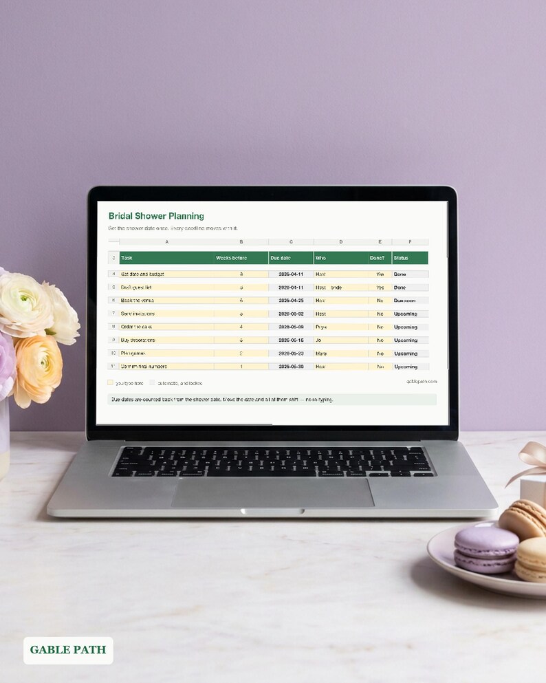 Bridal Shower Planning Checklist, Excel and Google Sheets, Guest List Budget Tracker