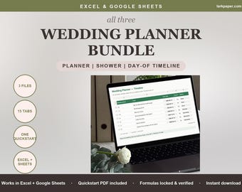Wedding Planning Template Spreadsheet Bundle, Wedding Planner Budget Guest List Seating Timeline Bridal Shower, Excel Google Sheets