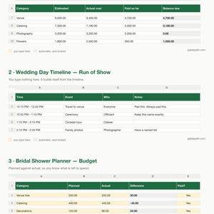 Ensemble de feuilles de calcul pour l'organisation de mariage : budget, liste des invités, plan de table, Excel et Google Sheets image 3