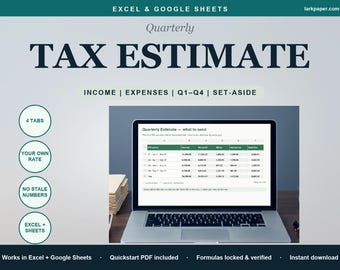 Quarterly Tax Spreadsheet 1099 Self Employed, Estimated Tax Calculator, Set Aside Payment Tracker, Excel Google Sheets Template