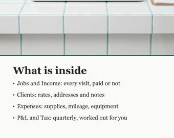 Cleaning Business Bookkeeping Spreadsheet, Excel and Google Sheets, Job Client Mileage Tracker