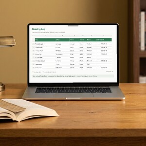 Reading Log Spreadsheet, Virtual Bookshelf Book Tracker for Excel and Google Sheets, Reading Challenge image 2