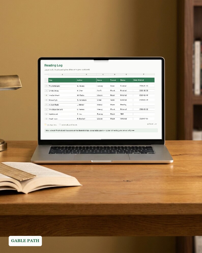 Reading Log Spreadsheet, Virtual Bookshelf Book Tracker for Excel and Google Sheets, Reading Challenge image 2