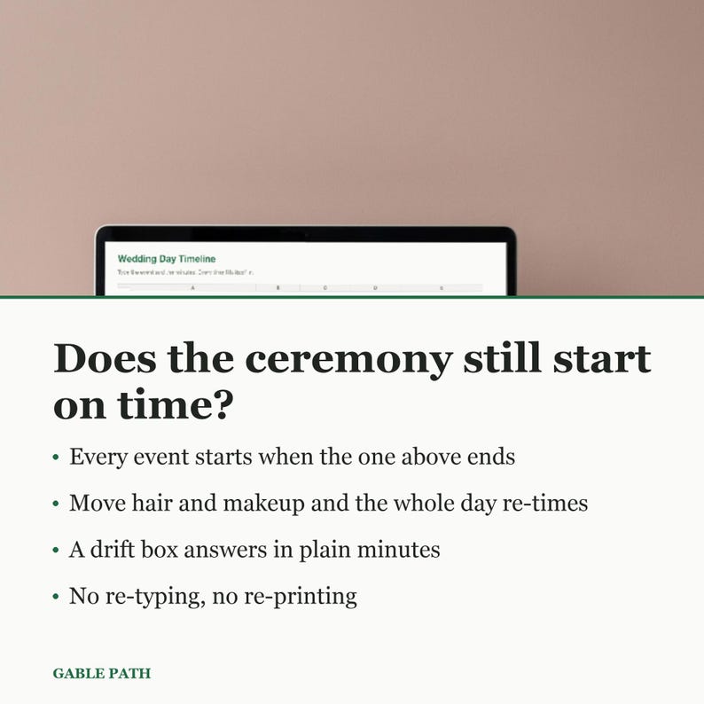 Wedding Day Timeline Spreadsheet, Excel and Google Sheets, Run of Show Vendor Planner image 1