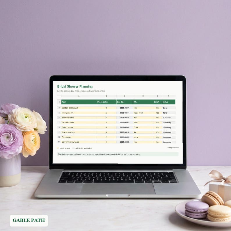 Bridal Shower Planning Checklist, Excel and Google Sheets, Guest List Budget Tracker