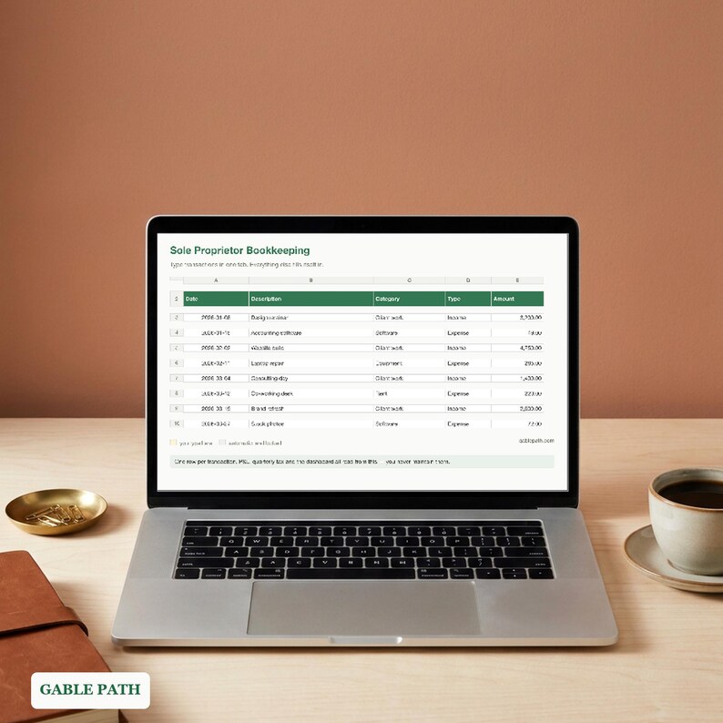 Sole Proprietor Bookkeeping Spreadsheet, Self Employed 1099 Income Expense Tracker, Excel Google Sheets image 6