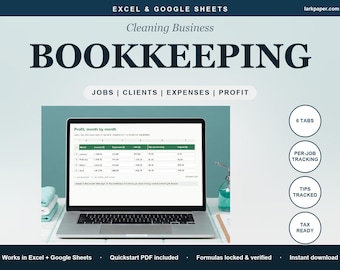 Cleaning Business Spreadsheet Template, House Cleaner Bookkeeping, Client Job Income Expense Mileage Tracker, Excel Google Sheets