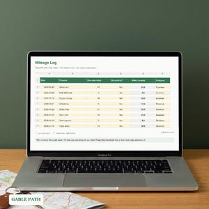 Mileage Log Spreadsheet, Excel and Google Sheets, Business Mileage Tracker Tax Deduction