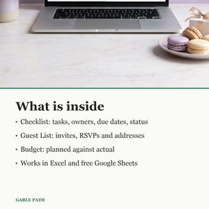 Bridal Shower Planning Checklist, Excel and Google Sheets, Guest List Budget Tracker
