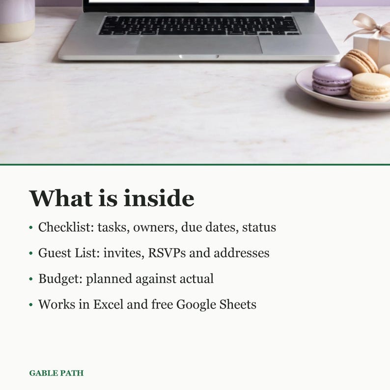 Bridal Shower Planning Checklist, Excel and Google Sheets, Guest List Budget Tracker