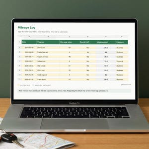 Mileage Log Spreadsheet, Excel and Google Sheets, Business Mileage Tracker Tax Deduction