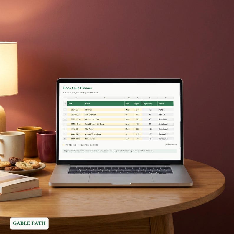 Book Club Planner Spreadsheet, Excel and Google Sheets, Meeting Schedule Host Tracker