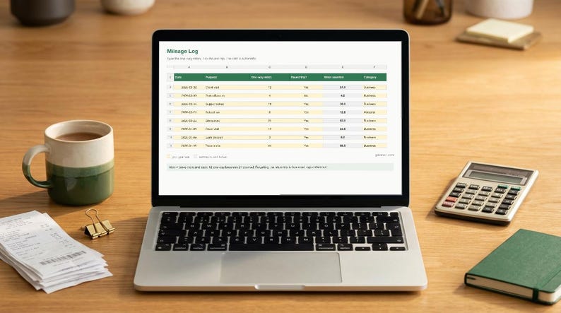 Mileage Log Spreadsheet, Excel and Google Sheets, Business Mileage Tracker Tax Deduction image 8