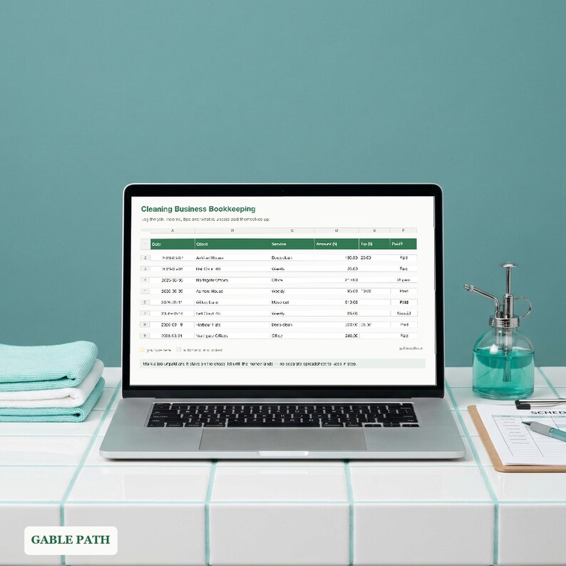 Cleaning Business Bookkeeping Spreadsheet, Excel and Google Sheets, Job Client Mileage Tracker immagine 6