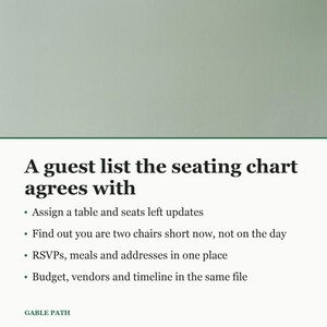 Wedding Seating Chart Spreadsheet, Excel and Google Sheets, Budget Guest List Planner image 4