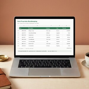 Sole Proprietor Bookkeeping Spreadsheet, Self Employed 1099 Income Expense Tracker, Excel Google Sheets image 1