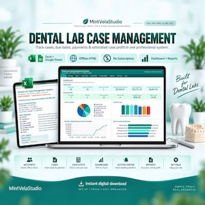 Dental Lab Case Management System: Excel, Google Sheets + Offline App, Due Dates, Payments, Profit
