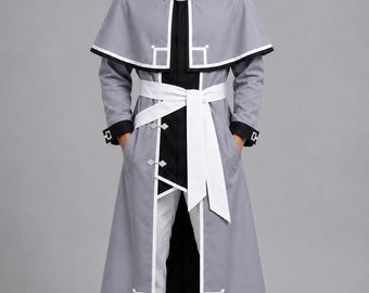 Sobretudo inspirado em Mushoku Tensei | Traje de cosplay de Rudeus Greyrat | Manto de Mago Cinzento | Fantasia de Halloween