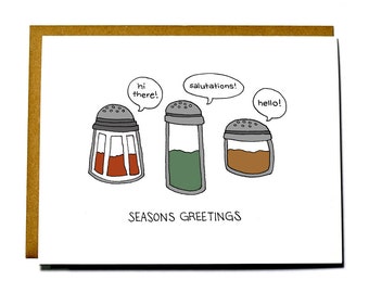 Funny Christmas card pun, seasons greetings