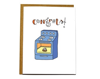 Funny new baby card - congrats on your bun in the oven!