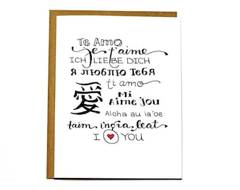 I love you languages - Valentines Day card, Anniversary card, Wedding card