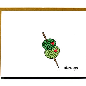 Cute I love you card, Olive you card, Valentines Day, Anniversary card image 1