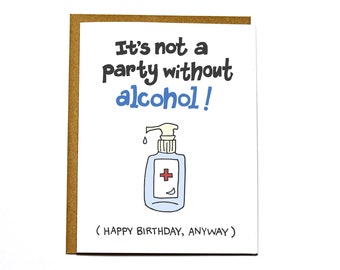 Funny Happy birthday alcohol Covid card