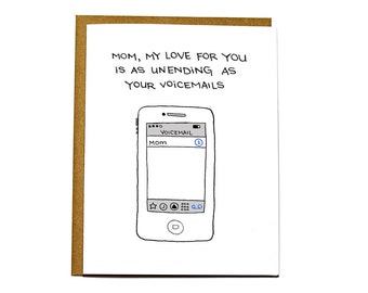 Funny Father's Day card, Mother's Day card, card for dad, mom, long voicemails
