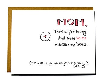 Funny Mother's Day card, voice in my head, eco-friendly card