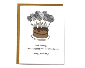 Funny Happy birthday candles card, smoke alarm
