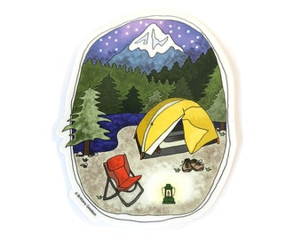 Camping in the Mountains 4"x5" sticker