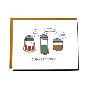 Funny Christmas card pun, seasons greetings