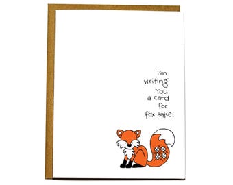 For fox sake card, funny thinking of you, just because notecard