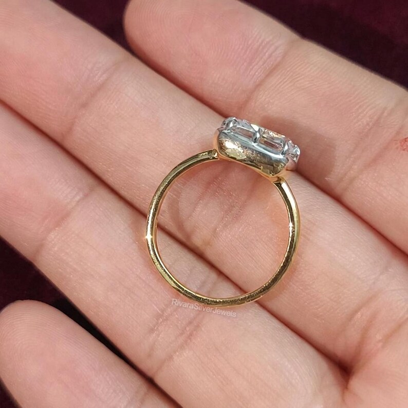 Elongated Cushion Cut Georgian Ring, East West Solitaire Gold Ring ...