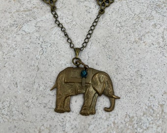 Antique gold elephant necklace