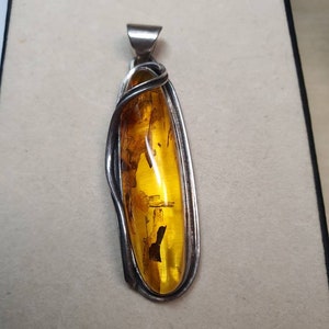Huge heavy natural Baltic Amber 925 sterling silver pendant