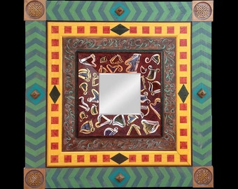 Framed Mirror with Celtic Harps