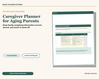 Caregiver Planner for Aging Parents, Medication Tracker and Family Handoff Organizer